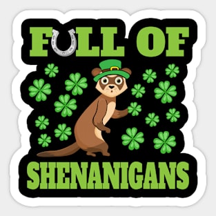 St Patricks Day Ferret Shenanigans Leprechaun Shamrock Gift Sticker